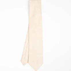 Beige Sartorial Linen Tie Solid Color