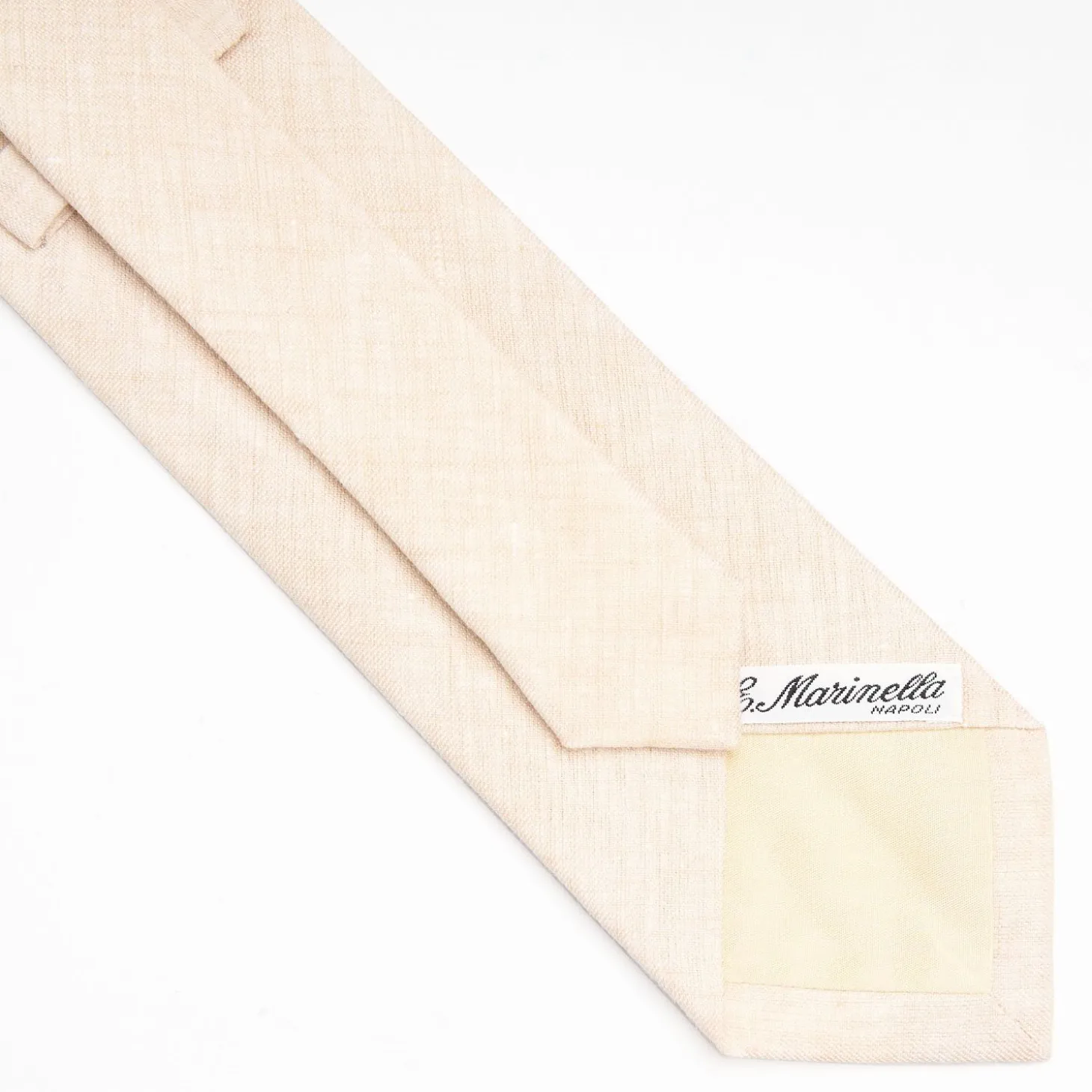 Beige Sartorial Linen Tie Solid Color