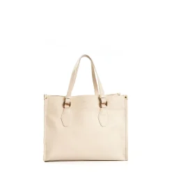 Beige Shopping Bag In Hammered Leather