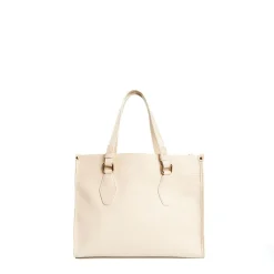Beige Shopping Bag In Hammered Leather