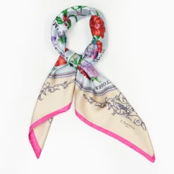 Beige Silk Scarf 90 - The Wheel Of Seasons