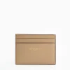 Beige Small Credit Card Holder In Soft Leather