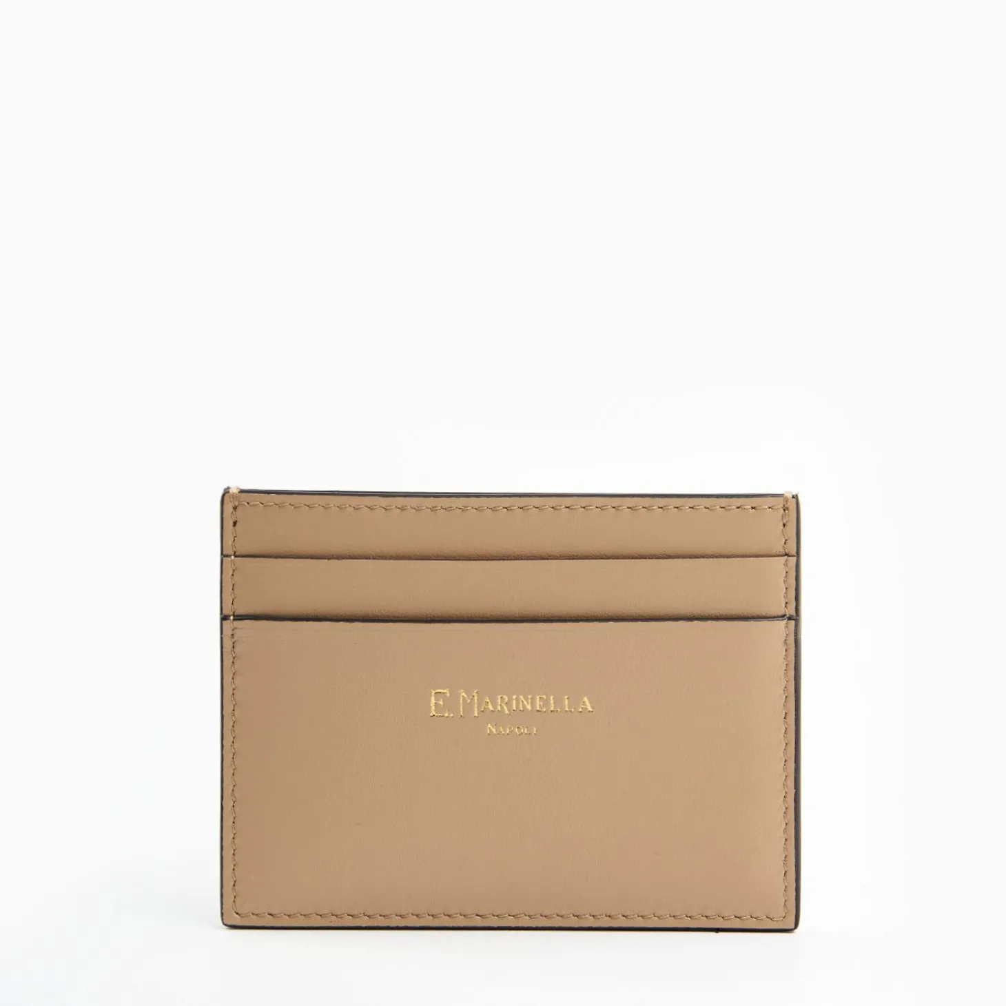 Beige Small Credit Card Holder In Soft Leather
