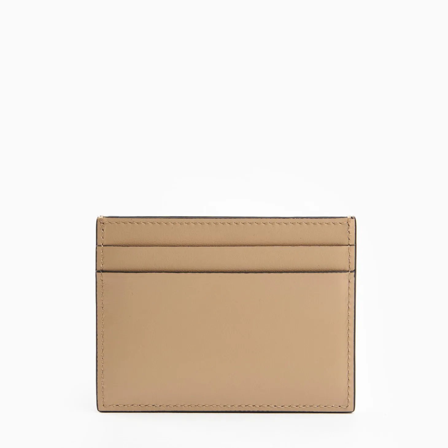Beige Small Credit Card Holder In Soft Leather