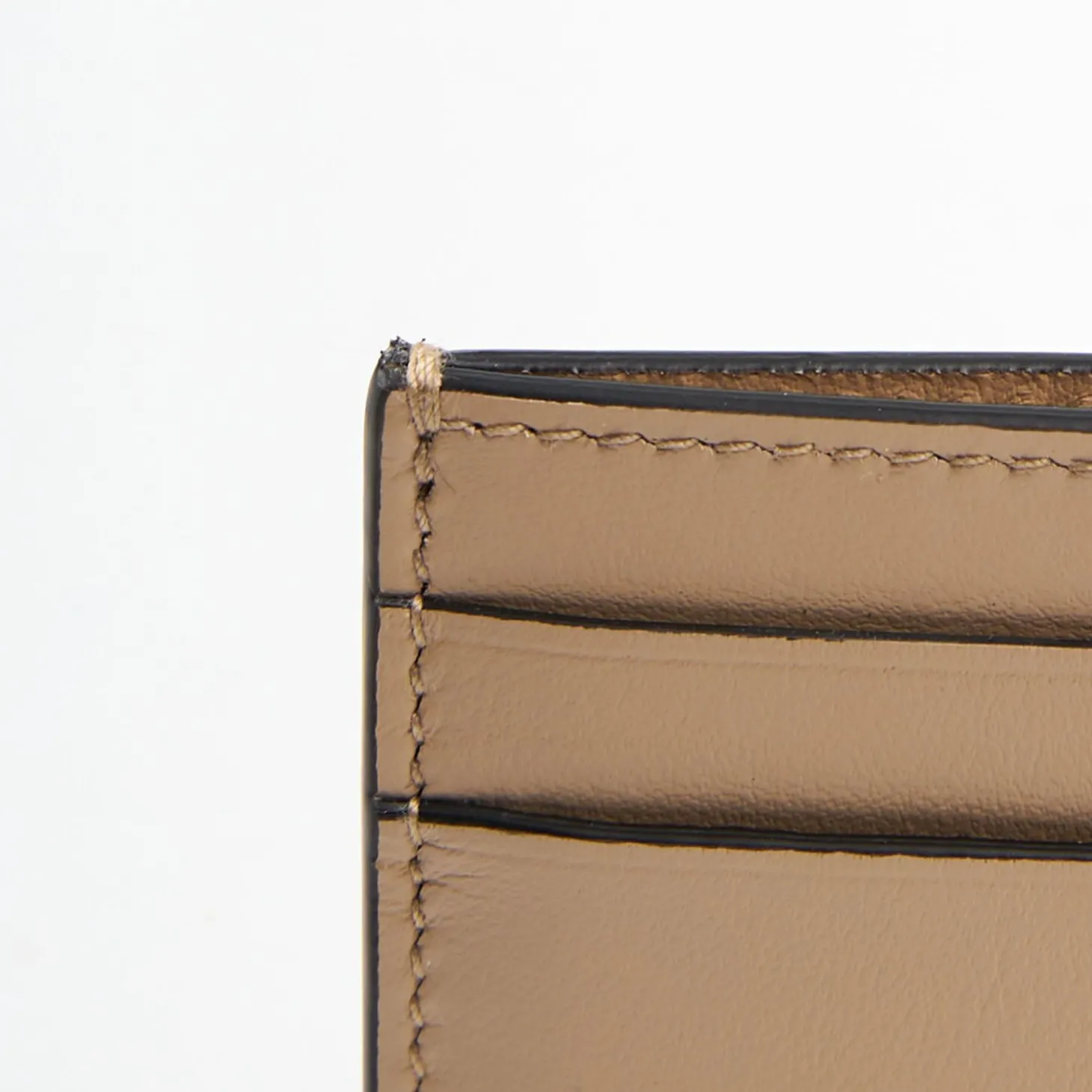 Beige Small Credit Card Holder In Soft Leather