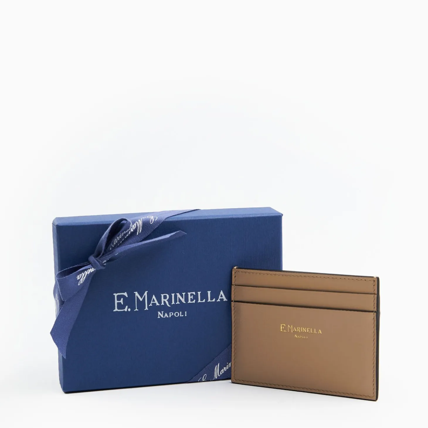Beige Small Credit Card Holder In Soft Leather