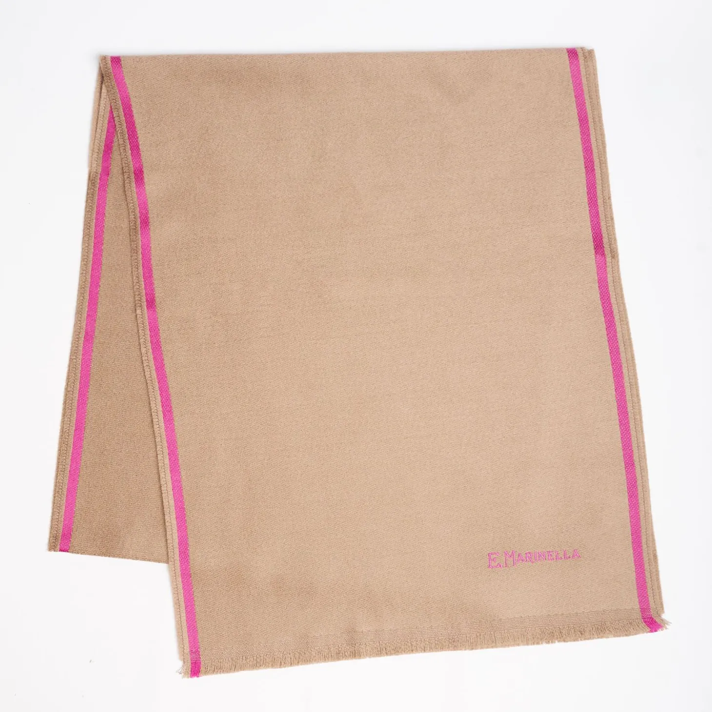 Beige Solid Colour Scarf With Contrasting Edge