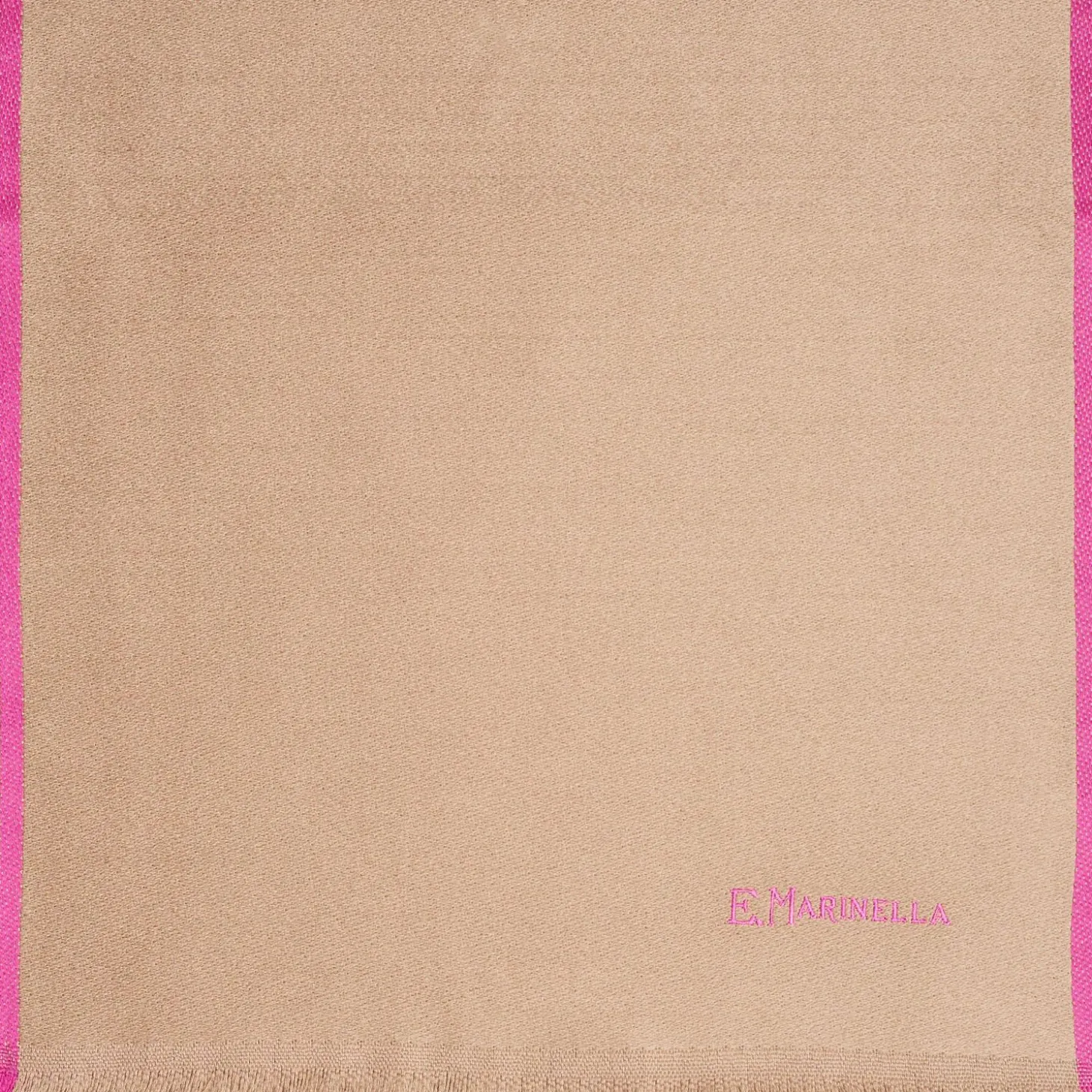 Beige Solid Colour Scarf With Contrasting Edge