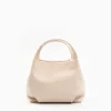 Beige Textured Leather Soft Mini Bag