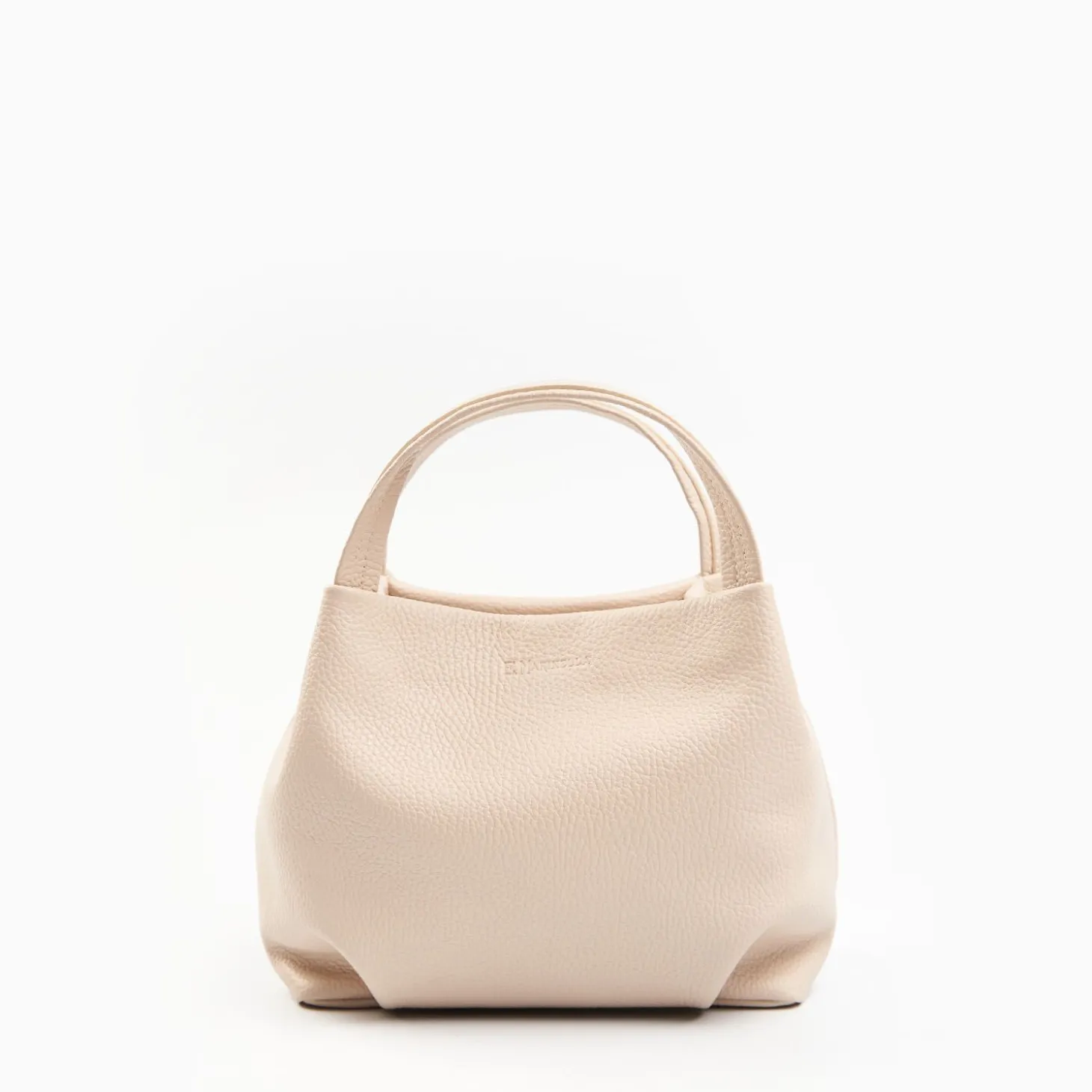 Beige Textured Leather Soft Mini Bag