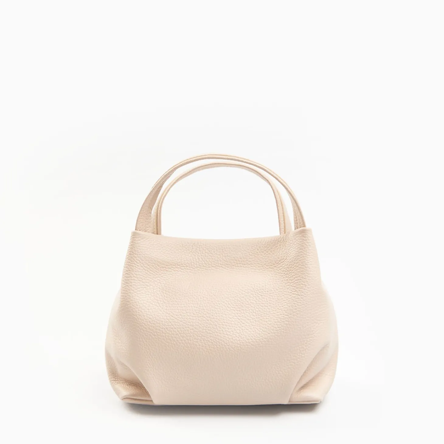 Beige Textured Leather Soft Mini Bag