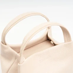 Beige Textured Leather Soft Mini Bag