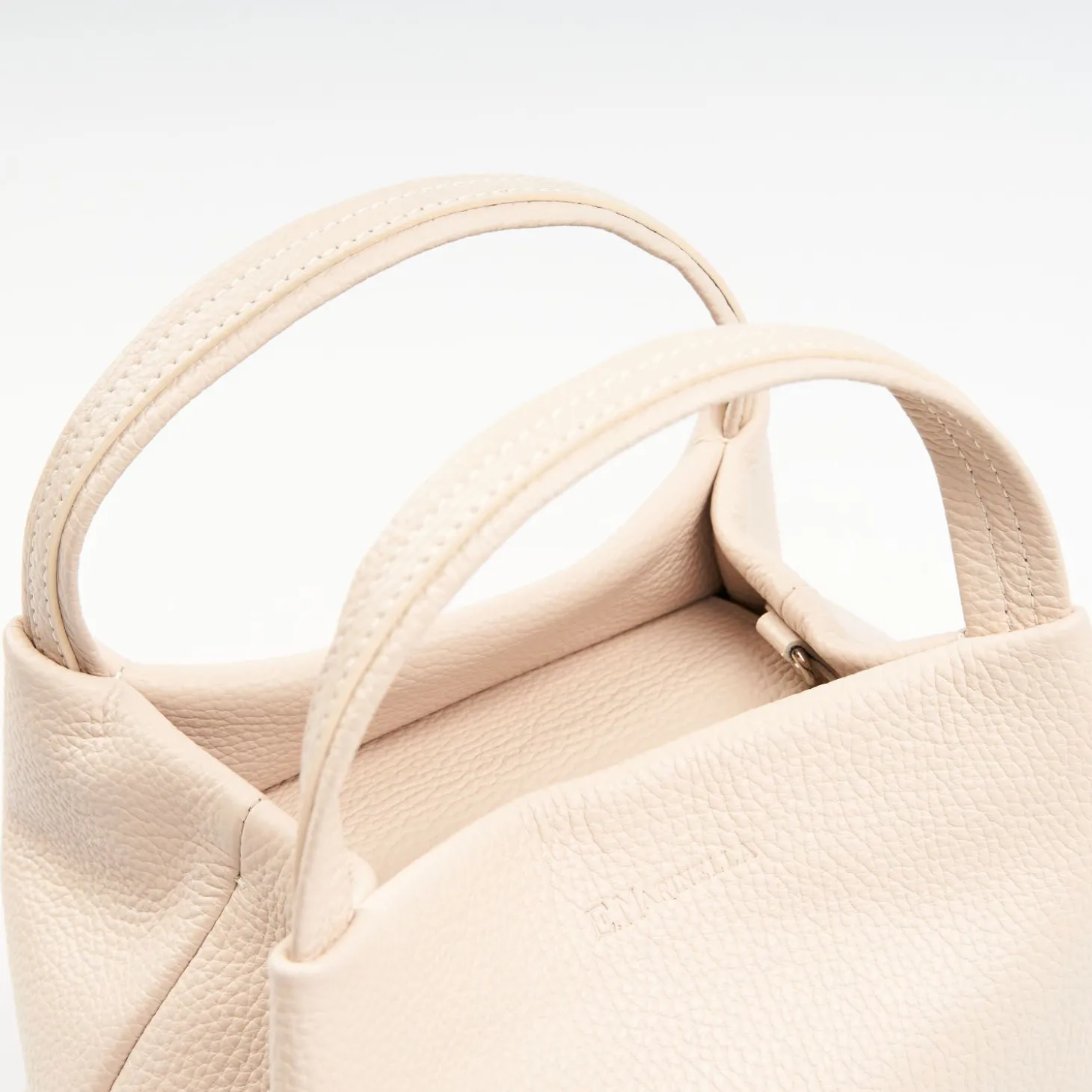 Beige Textured Leather Soft Mini Bag