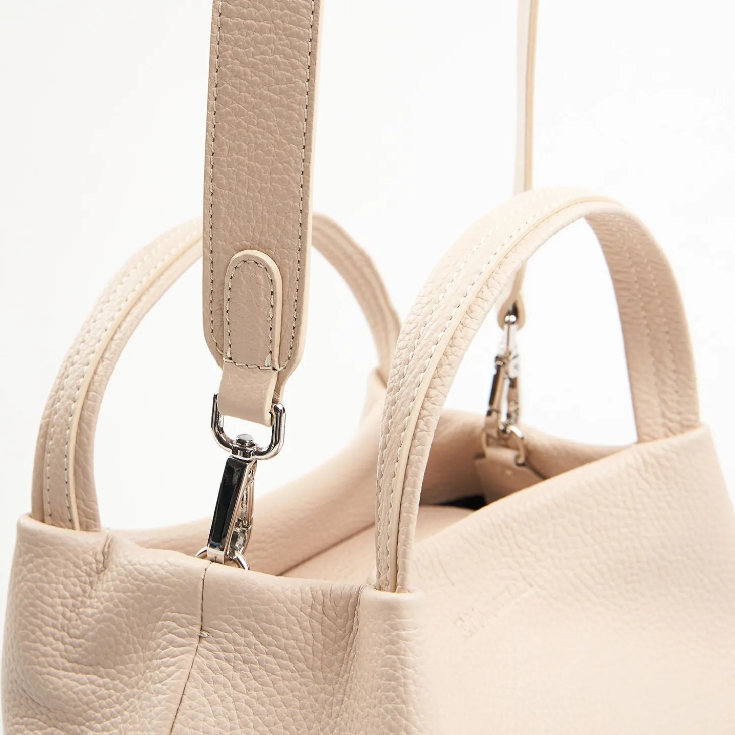 Beige Textured Leather Soft Mini Bag