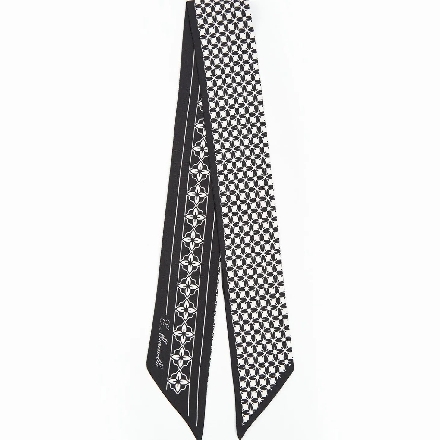 Black And White Silk Twilly