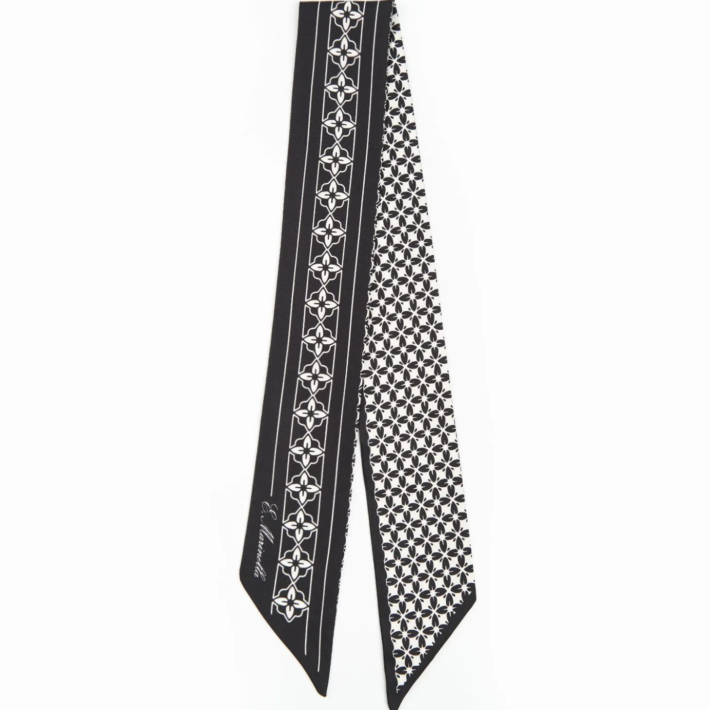 Black And White Silk Twilly