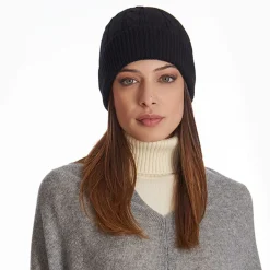 Black Cashmere Braid Beanie