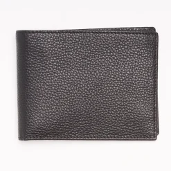 Black Hammered Leather Horizontal Wallet