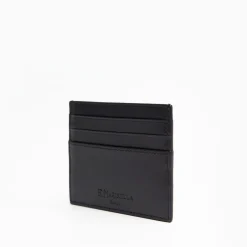 Black Leather Credit Card Holder - 7 Compartments