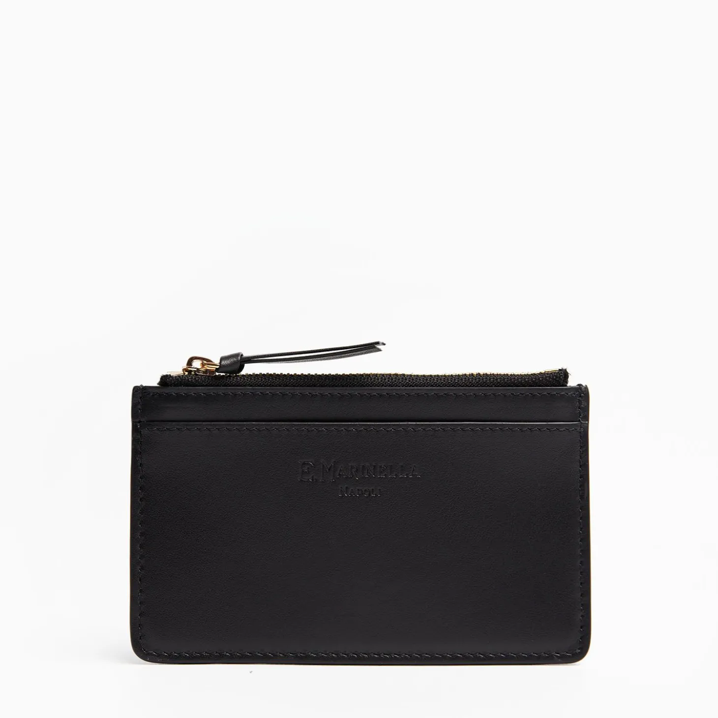 Black Leather Zip Credit Card Holder