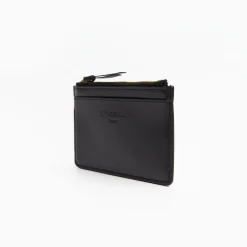 Black Leather Zip Credit Card Holder
