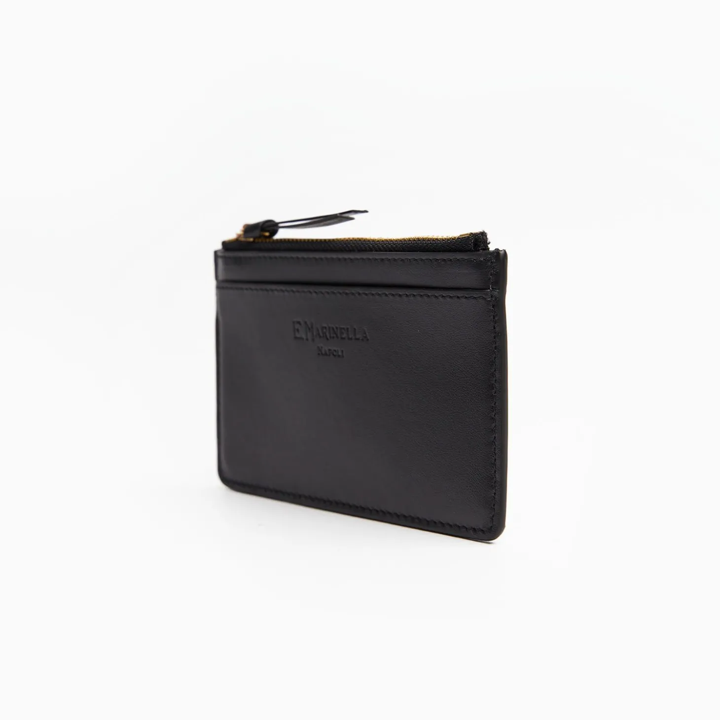 Black Leather Zip Credit Card Holder