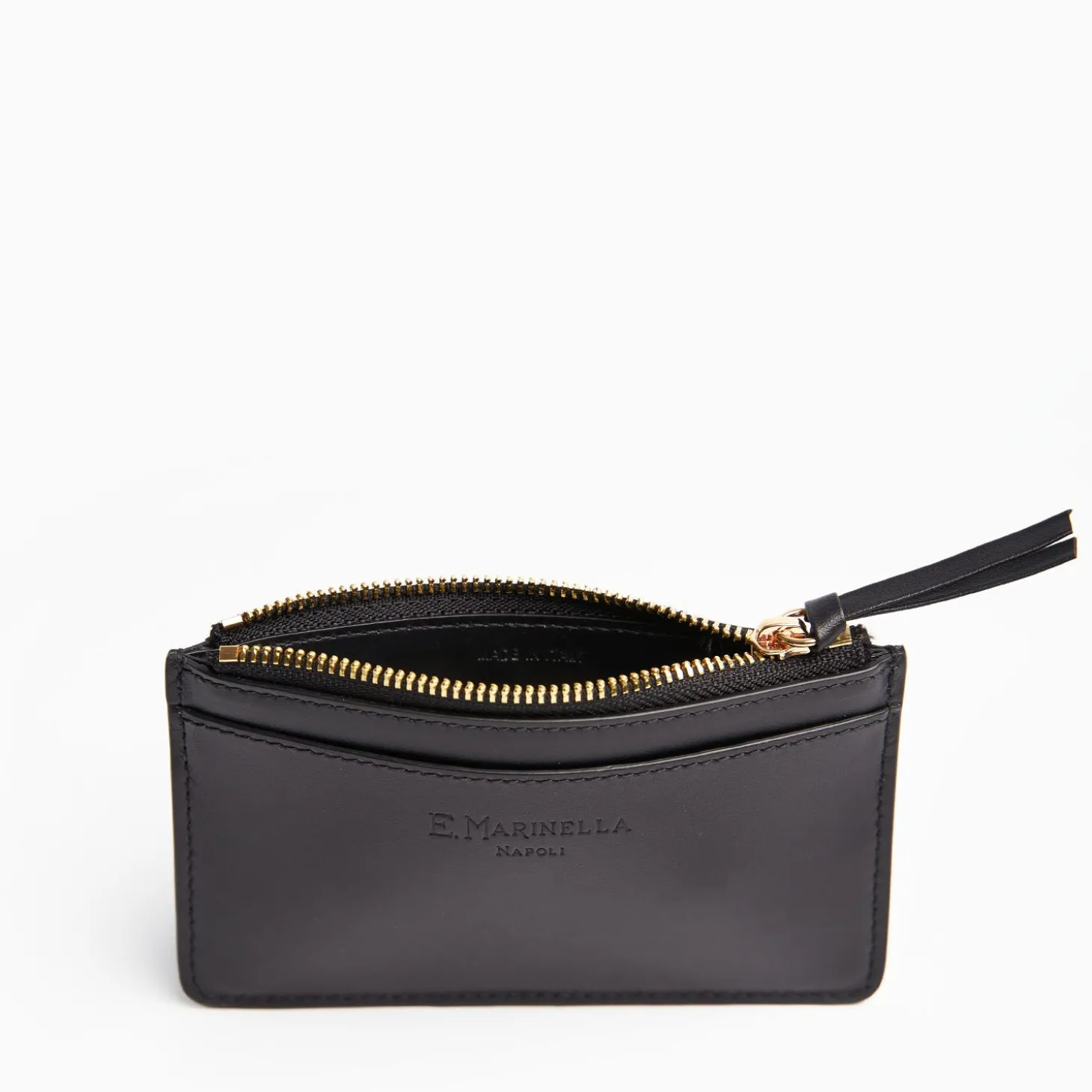 Black Leather Zip Credit Card Holder