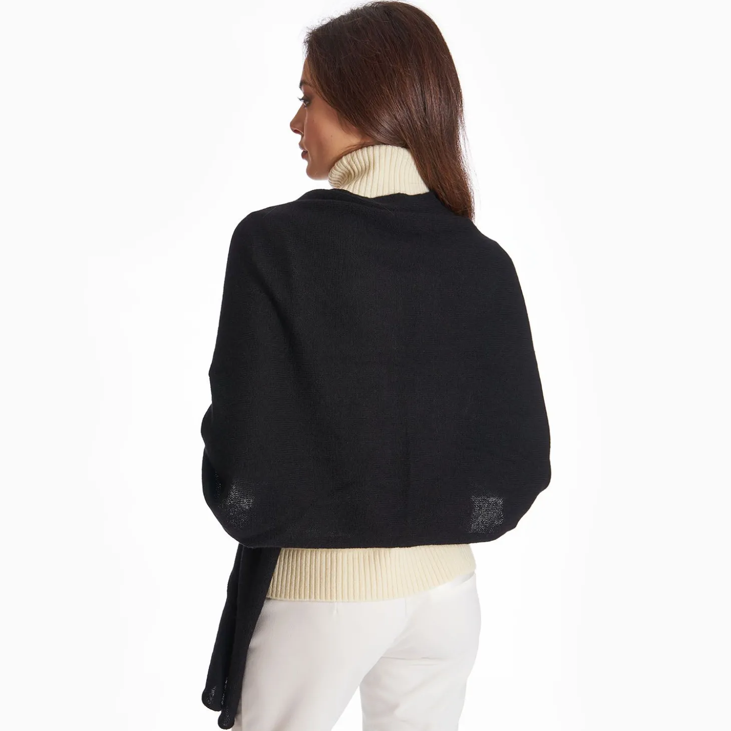 Black Poncho In Cashmere