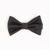 Black Pre-Knotted Silk Satin Bowtie - Solid Color