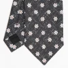 Black Sartorial Cotton And Silk Tie - Large Flower Pattern
