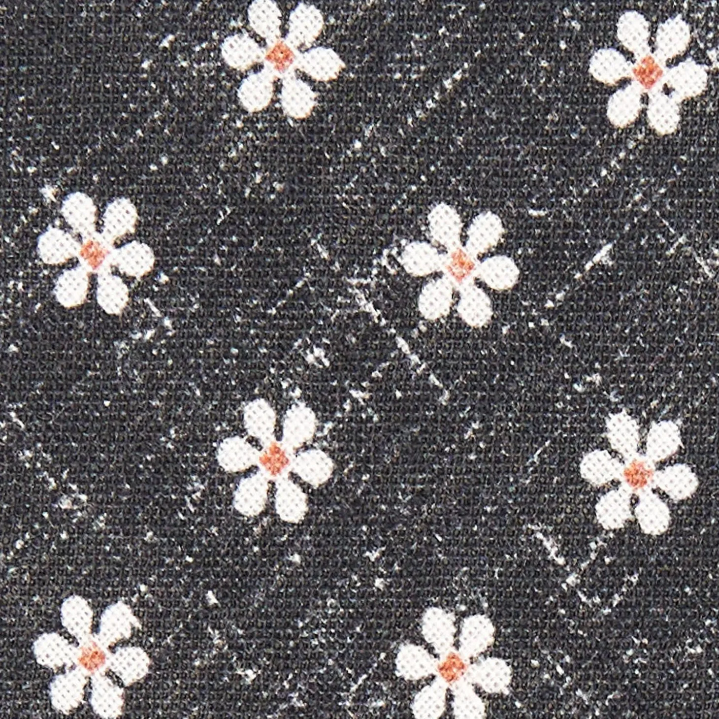Black Sartorial Cotton And Silk Tie - Large Flower Pattern