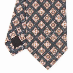 Black Sartorial Cotton And Silk Tie - Large Flower Pattern
