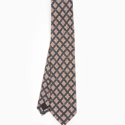 Black Sartorial Cotton And Silk Tie - Large Flower Pattern