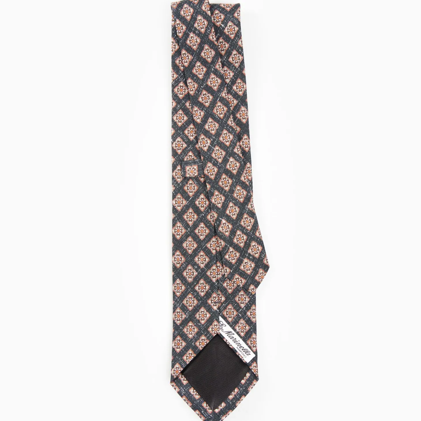 Black Sartorial Cotton And Silk Tie - Large Flower Pattern