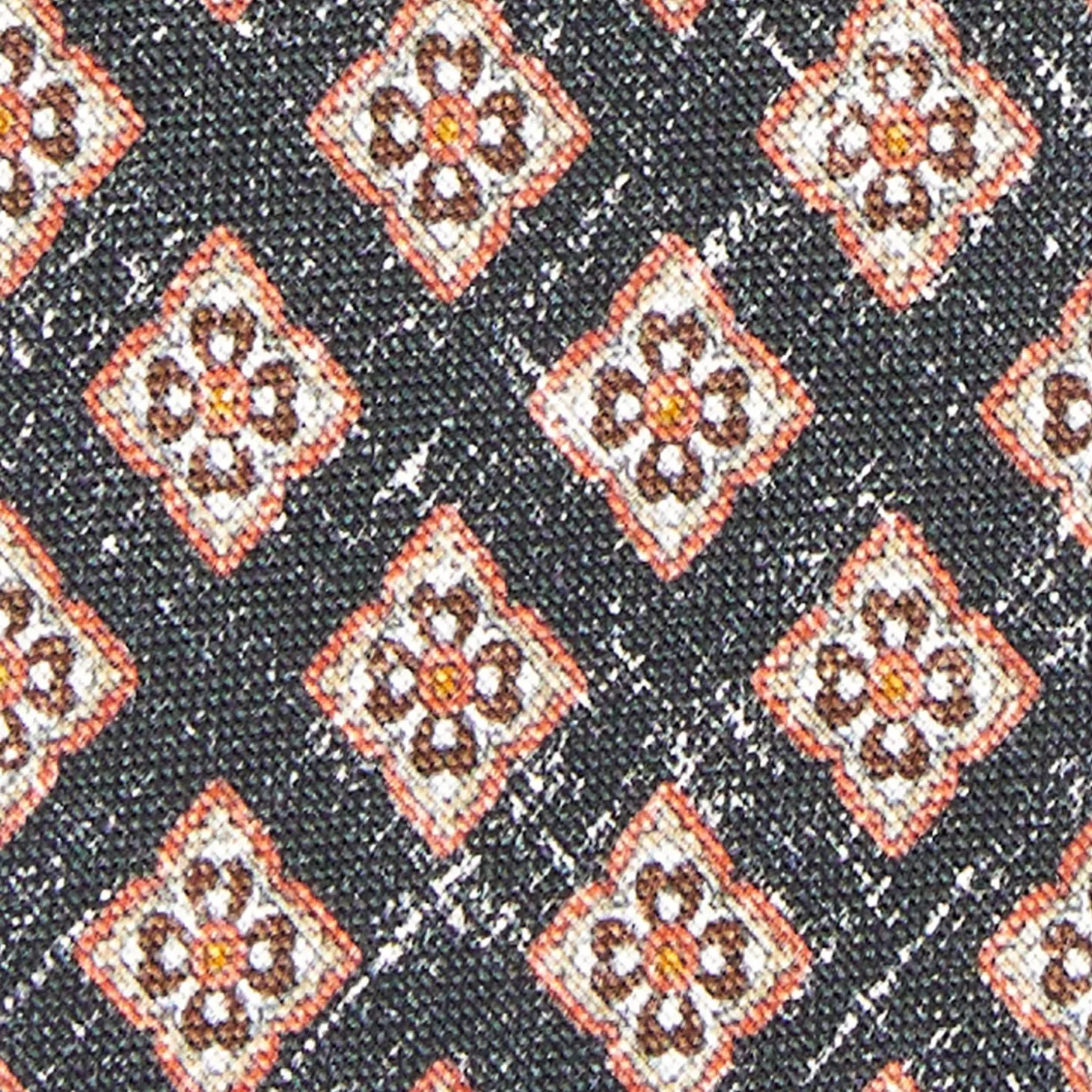 Black Sartorial Cotton And Silk Tie - Large Flower Pattern