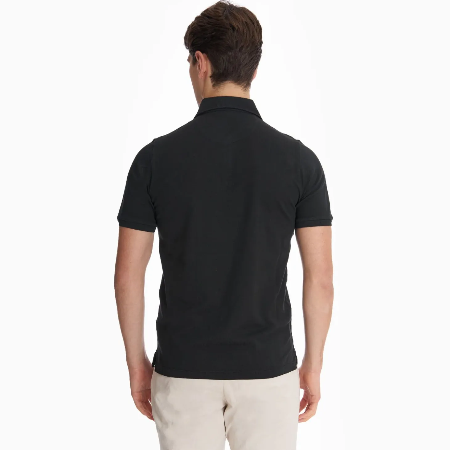 Black Short Sleeve Pique Cotton Polo