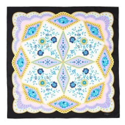 Black Silk Scarf 90 Floral Pattern