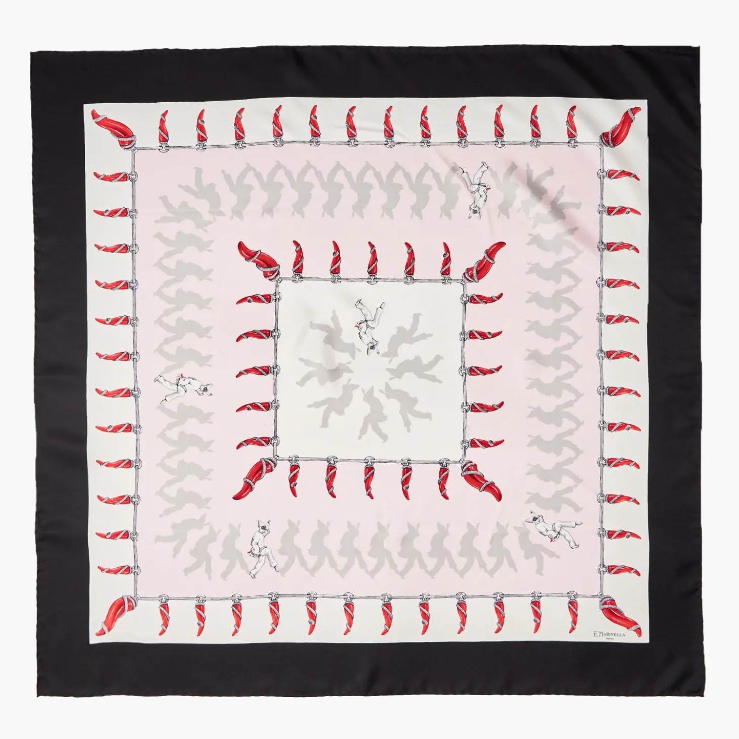 Black Silk Scarf 90 - Lucky Pulcinella