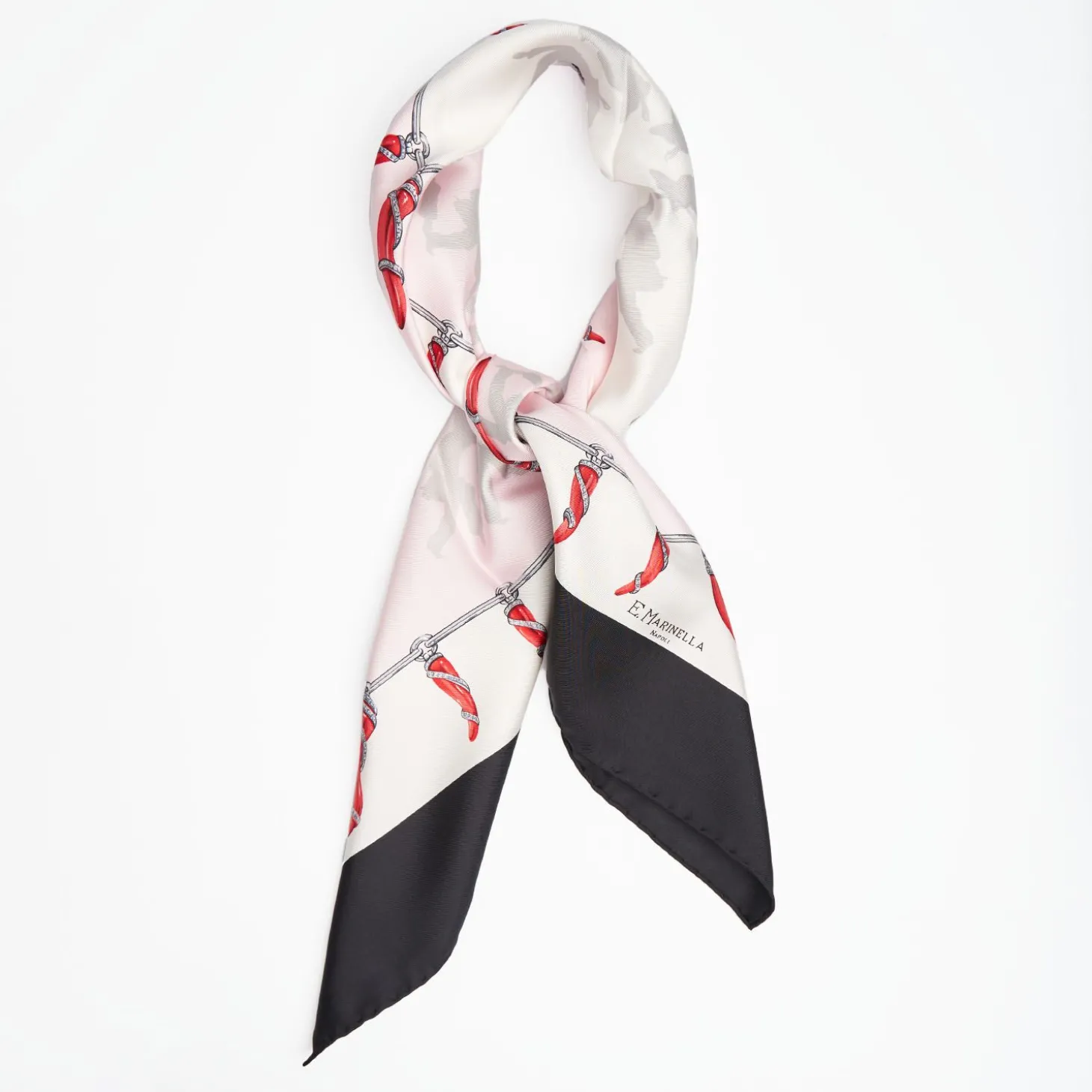 Black Silk Scarf 90 - Lucky Pulcinella