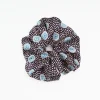 Black Silk Scrunchie - Geometric Pattern