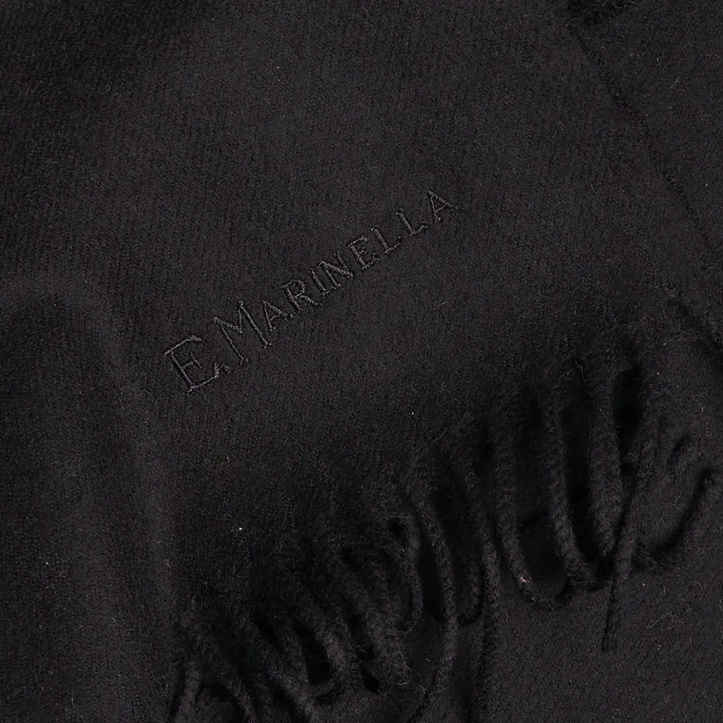Black Solid Wool Scarf