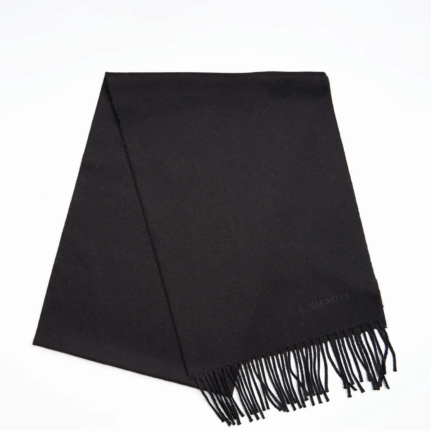Black Solid Wool Scarf