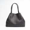 Black Textured Leather Tote Bag