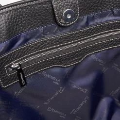 Black Textured Leather Tote Bag