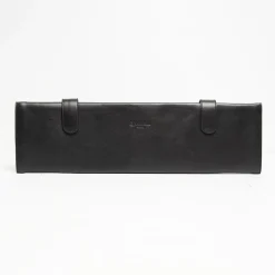 Black Travel Tie Holder In Leather