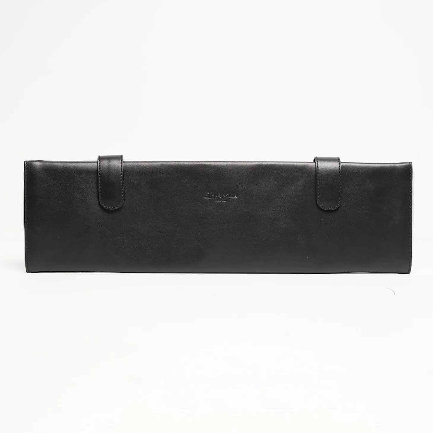 Black Travel Tie Holder In Leather