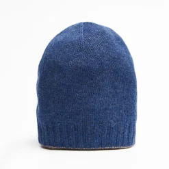 Blue And Beige Bicolor Cashmere Beanie