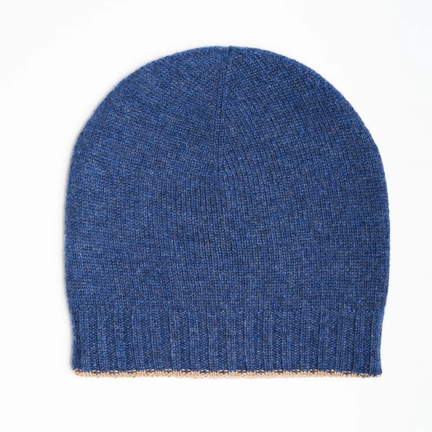 Blue And Beige Bicolor Cashmere Beanie