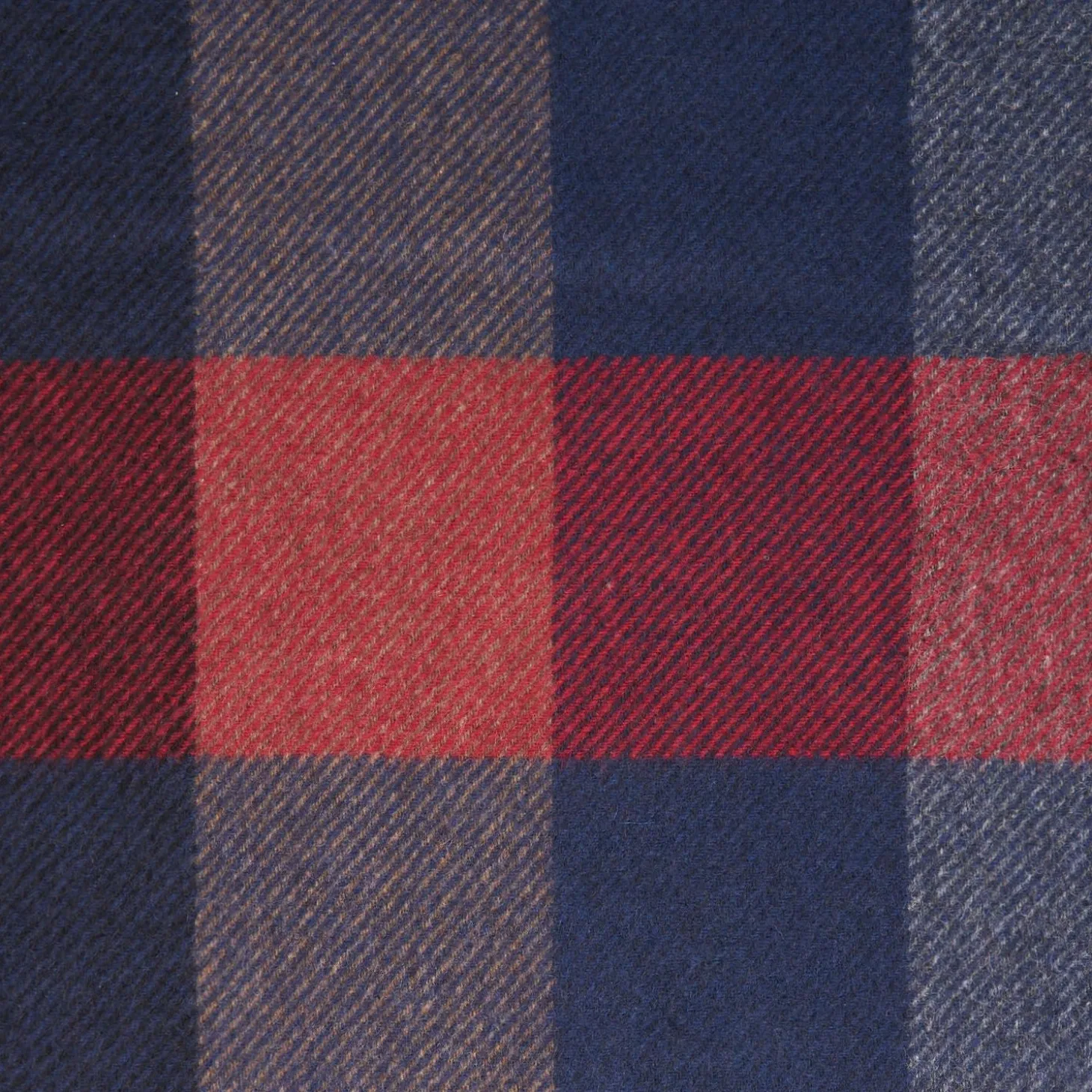 Blue And Burgundy Cashmere Plaid Scarf With Bangs