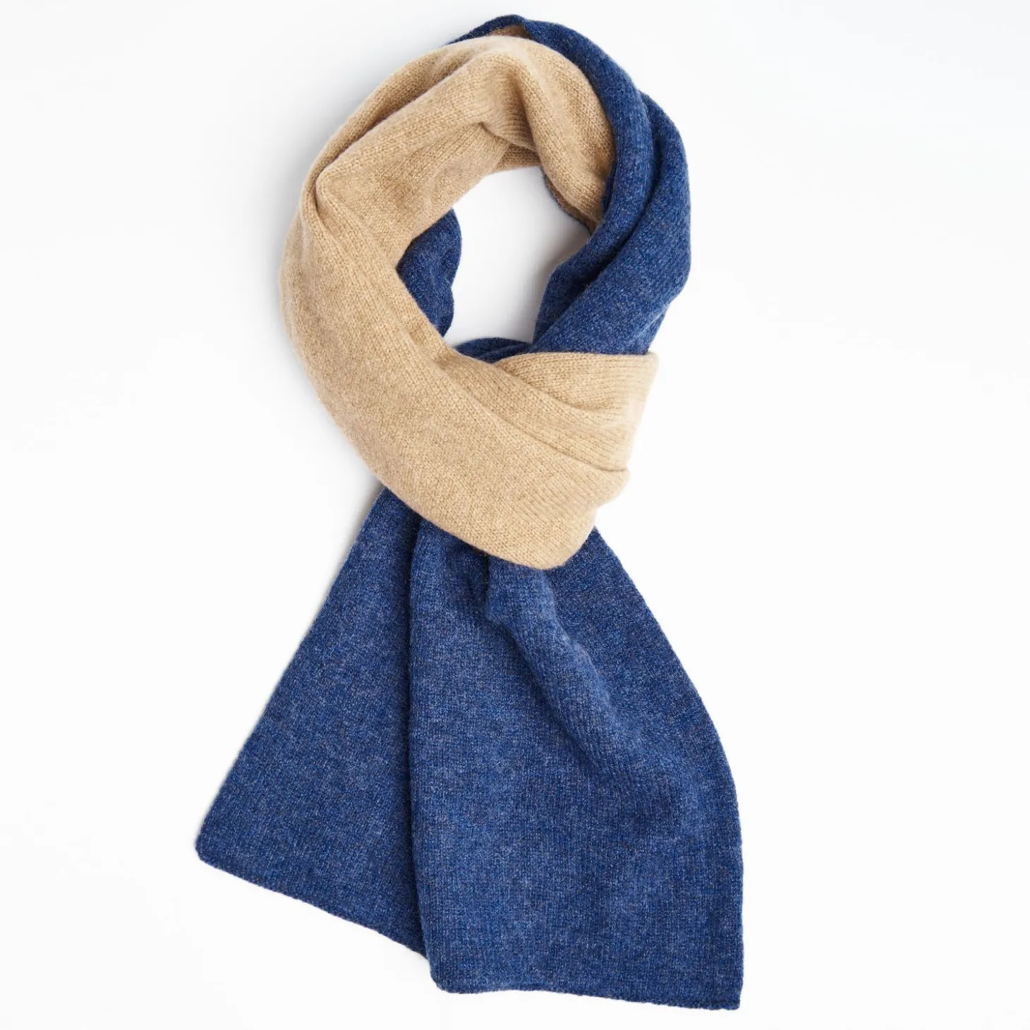 Blue And Camel Two-Tone Solid Cashmere Neck Warmer